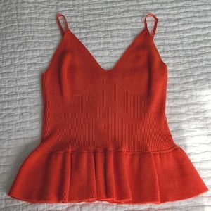 Peplum lace-up sweater top